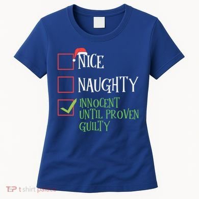 Nice Naughty Innocent Until Proven Guilty Christmas List Great Gift Women's T-Shirt