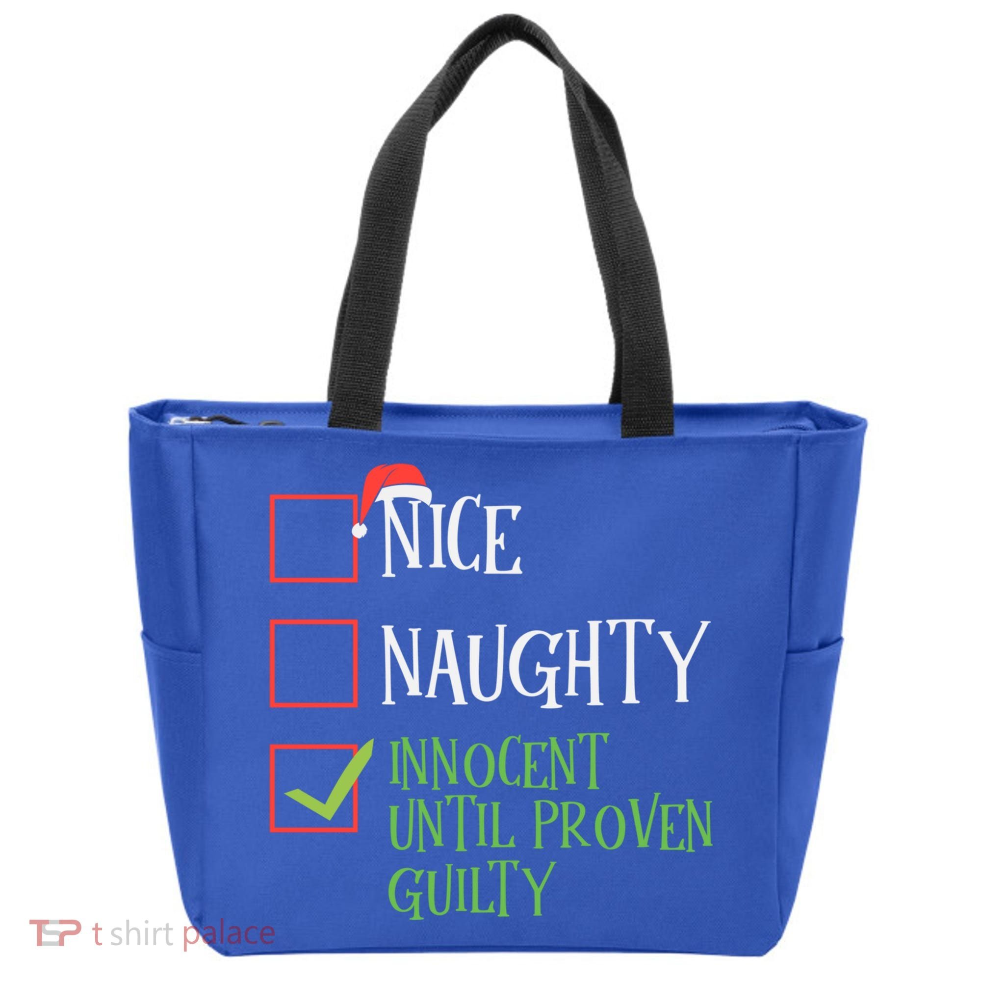 Nice Naughty Innocent Until Proven Guilty Christmas List Great Gift Tote Bag