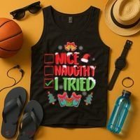 Nice Naughty I Tried SantaS Naughty List Funny Christmas Tank Top thumb 4
