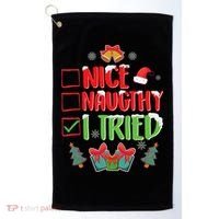 Nice Naughty I Tried SantaS Naughty List Funny Christmas Golf Towel thumb 0