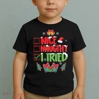 Nice Naughty I Tried SantaS Naughty List Funny Christmas Toddler T-Shirt thumb 2