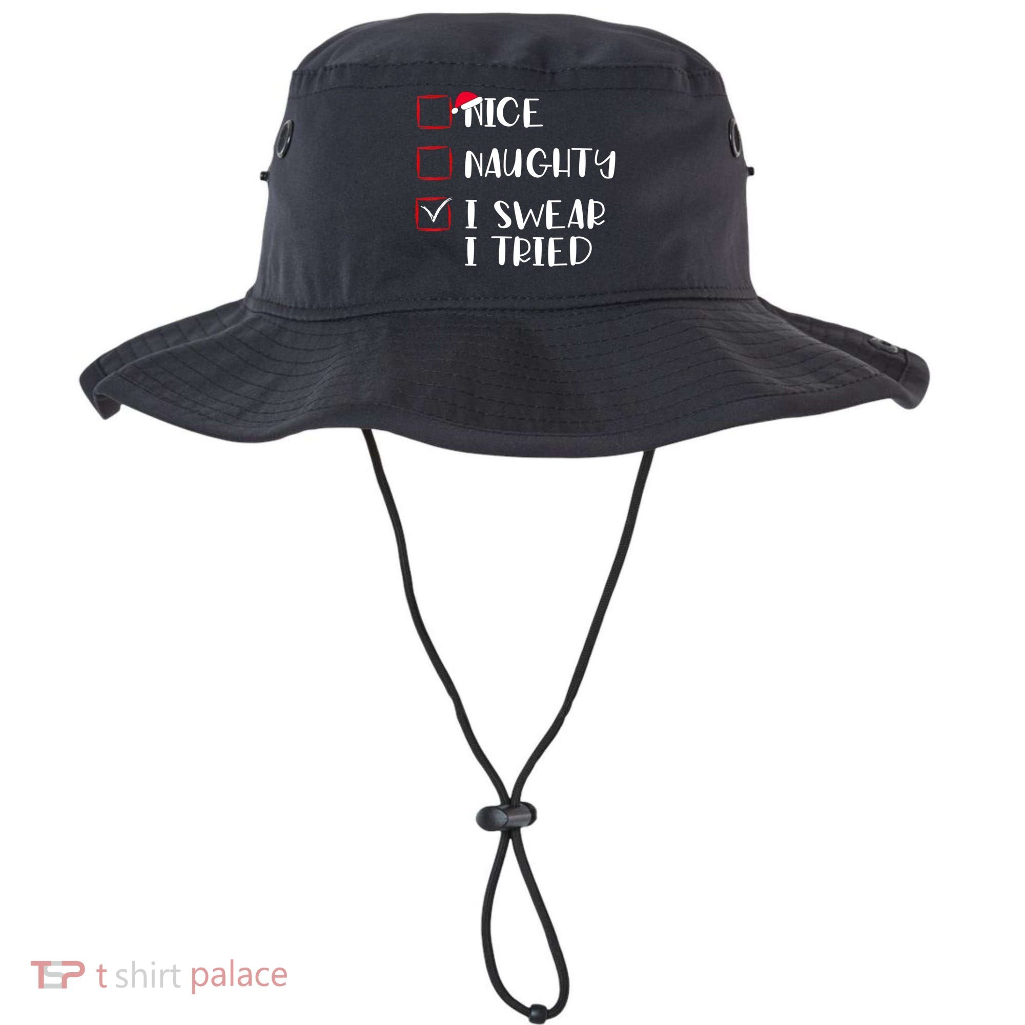 Naughty Nice I Swear I Tried Christmas Bad Behavior Funny Bucket Hat