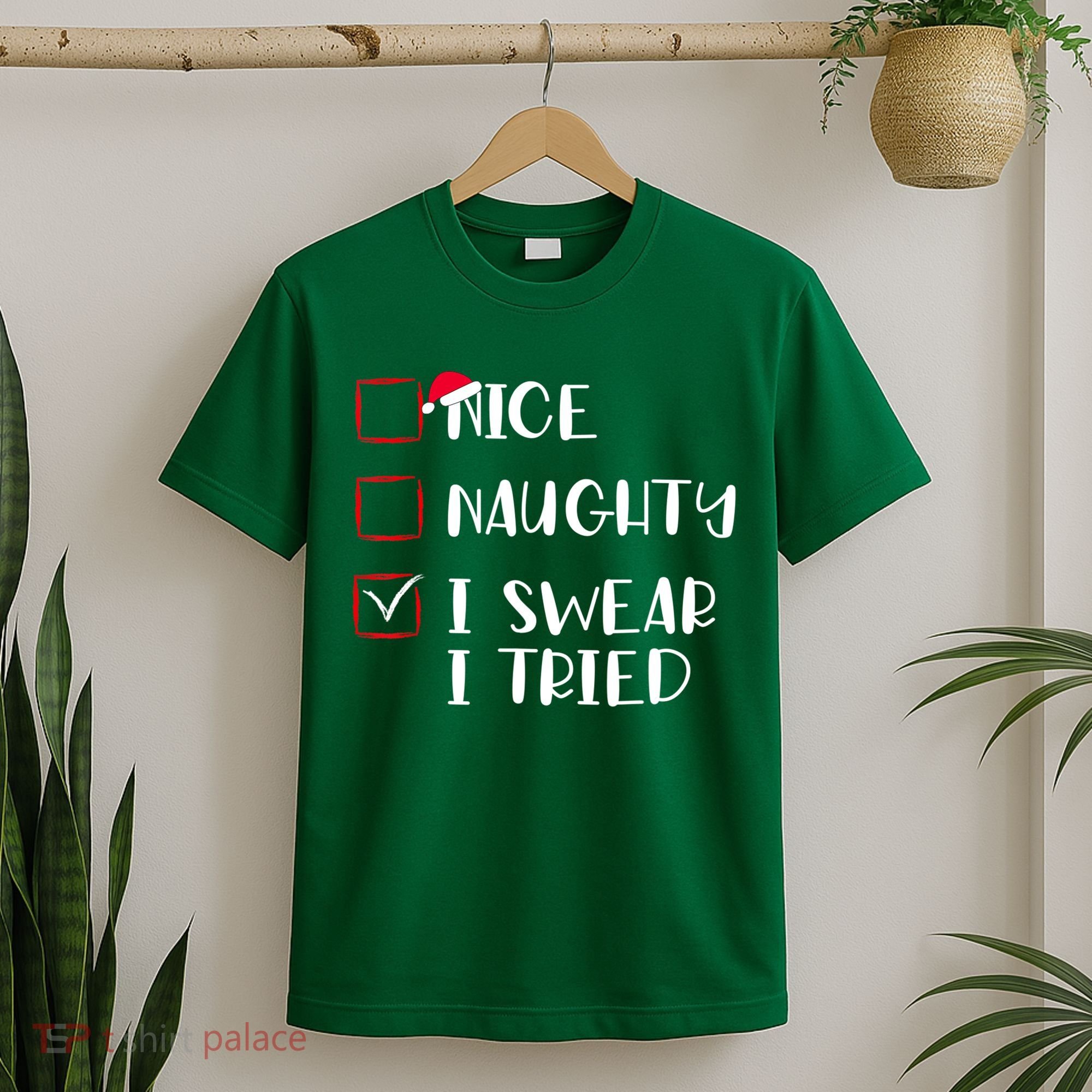 Naughty Nice I Swear I Tried Christmas Bad Behavior Funny T-Shirt