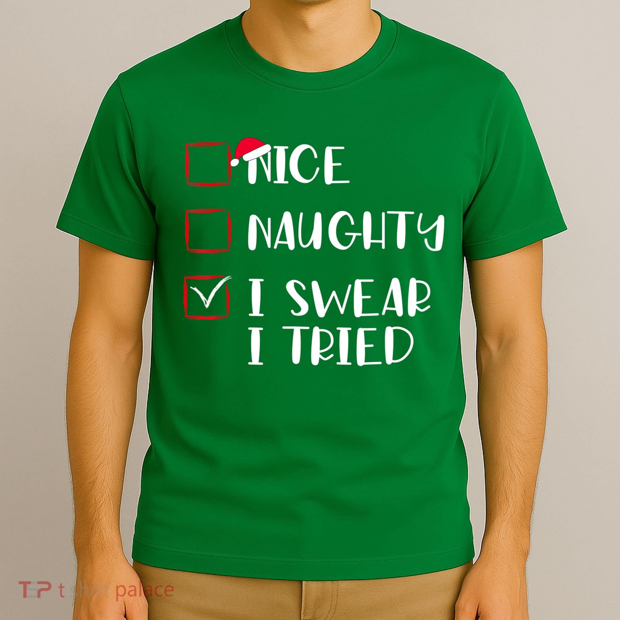 Naughty Nice I Swear I Tried Christmas Bad Behavior Funny T-Shirt
