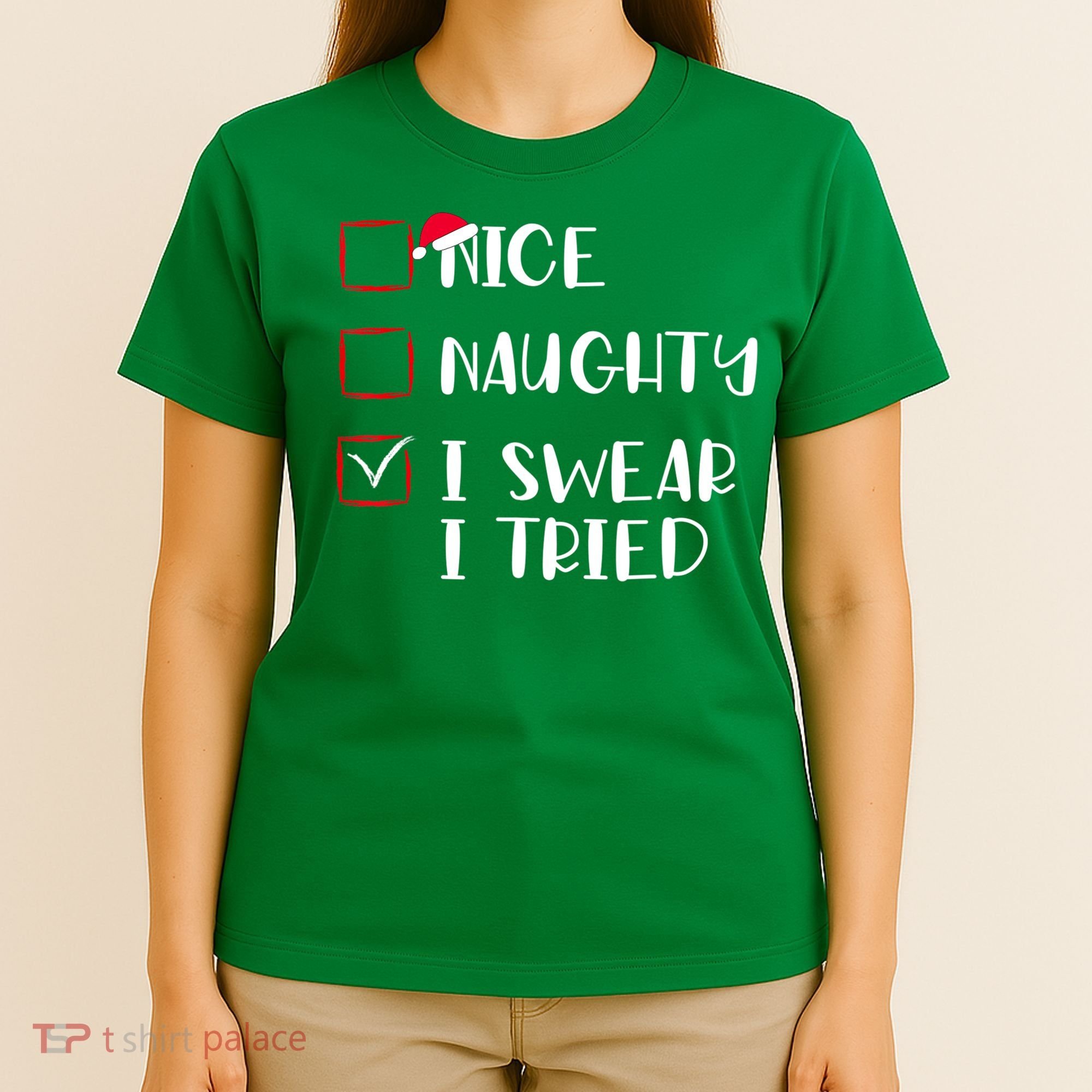 Naughty Nice I Swear I Tried Christmas Bad Behavior Funny T-Shirt