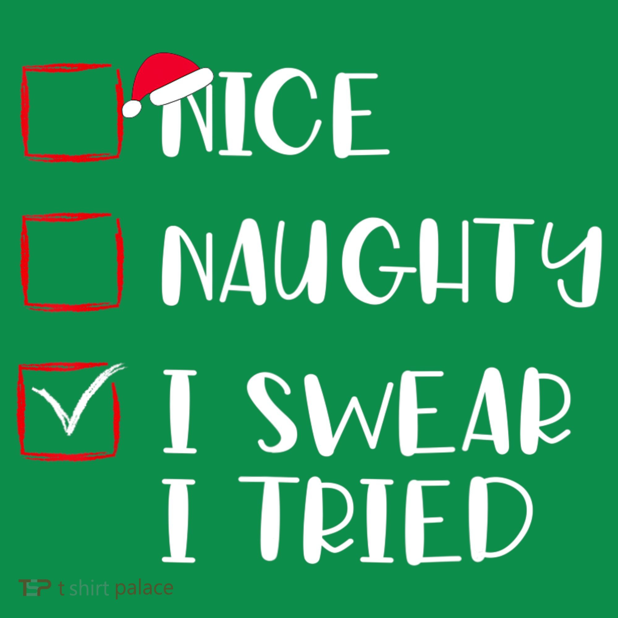 Naughty Nice I Swear I Tried Christmas Bad Behavior Funny Coaster