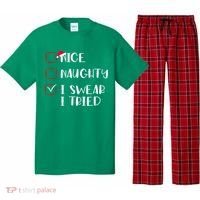 Naughty Nice I Swear I Tried Christmas Bad Behavior Funny Pajama Set thumb 0