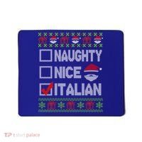 Naughty Nice Italian Xmas Santa Ugly Sweater Funny Christmas Gift Mousepad thumb 0