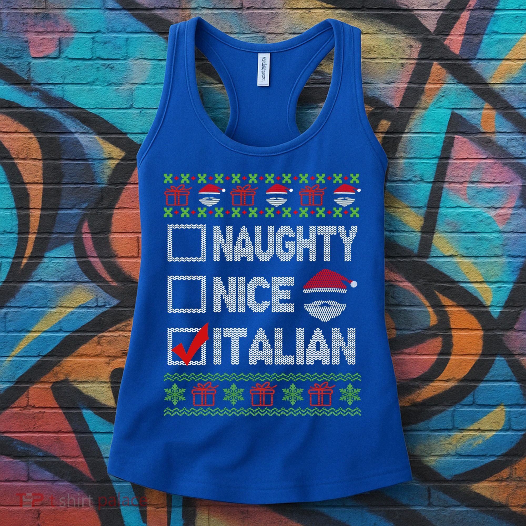 Naughty Nice Italian Xmas Santa Ugly Sweater Funny Christmas Gift Women's Tank Top