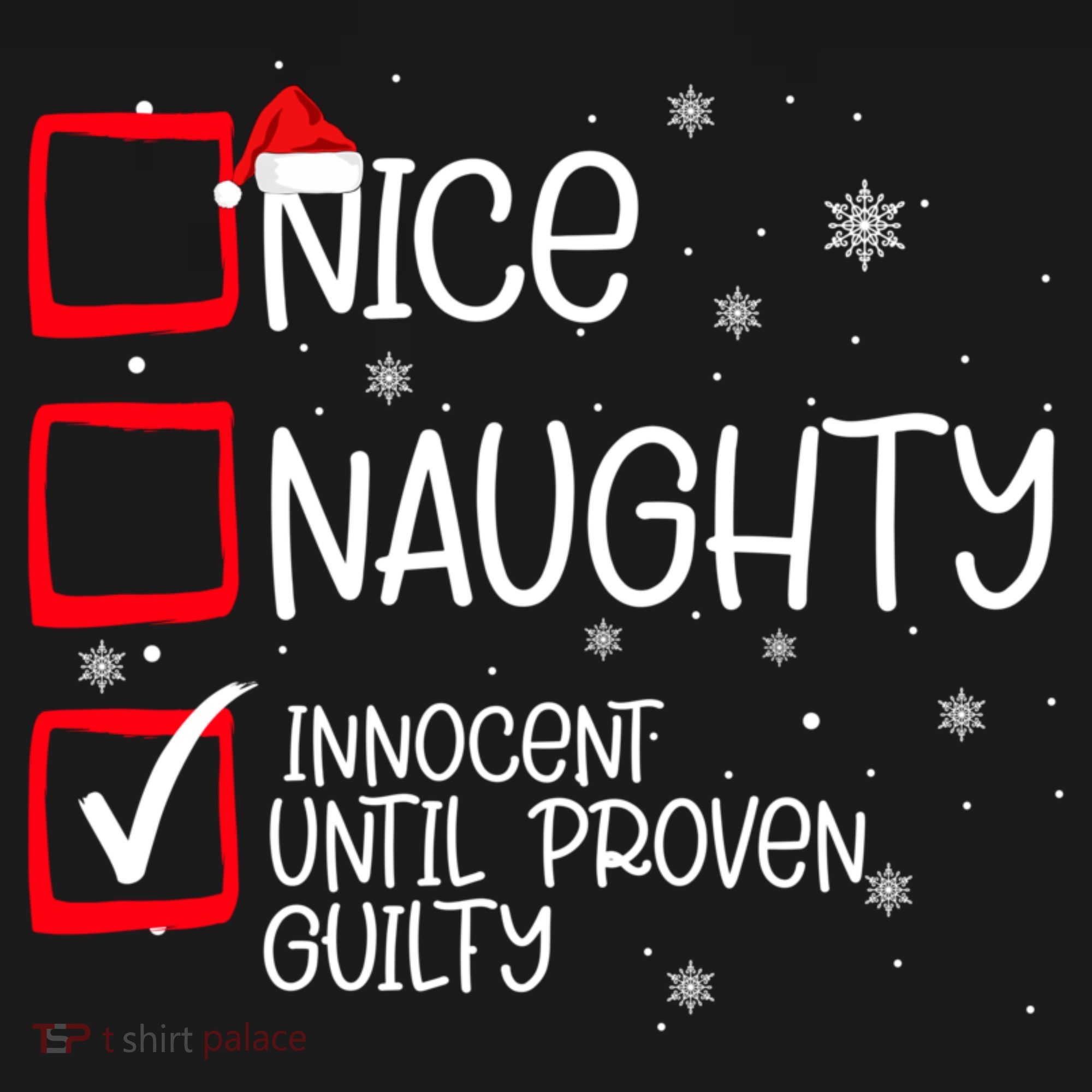 Nice Naughty Innocent Until Proven Guilty Christmas List Tank Top