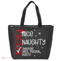 Nice Naughty Innocent Until Proven Guilty Christmas List Tote Bag thumb 0