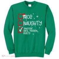 Nice Naughty Innocent Until Proven Guilty Christmas List Sweatshirt thumb 0