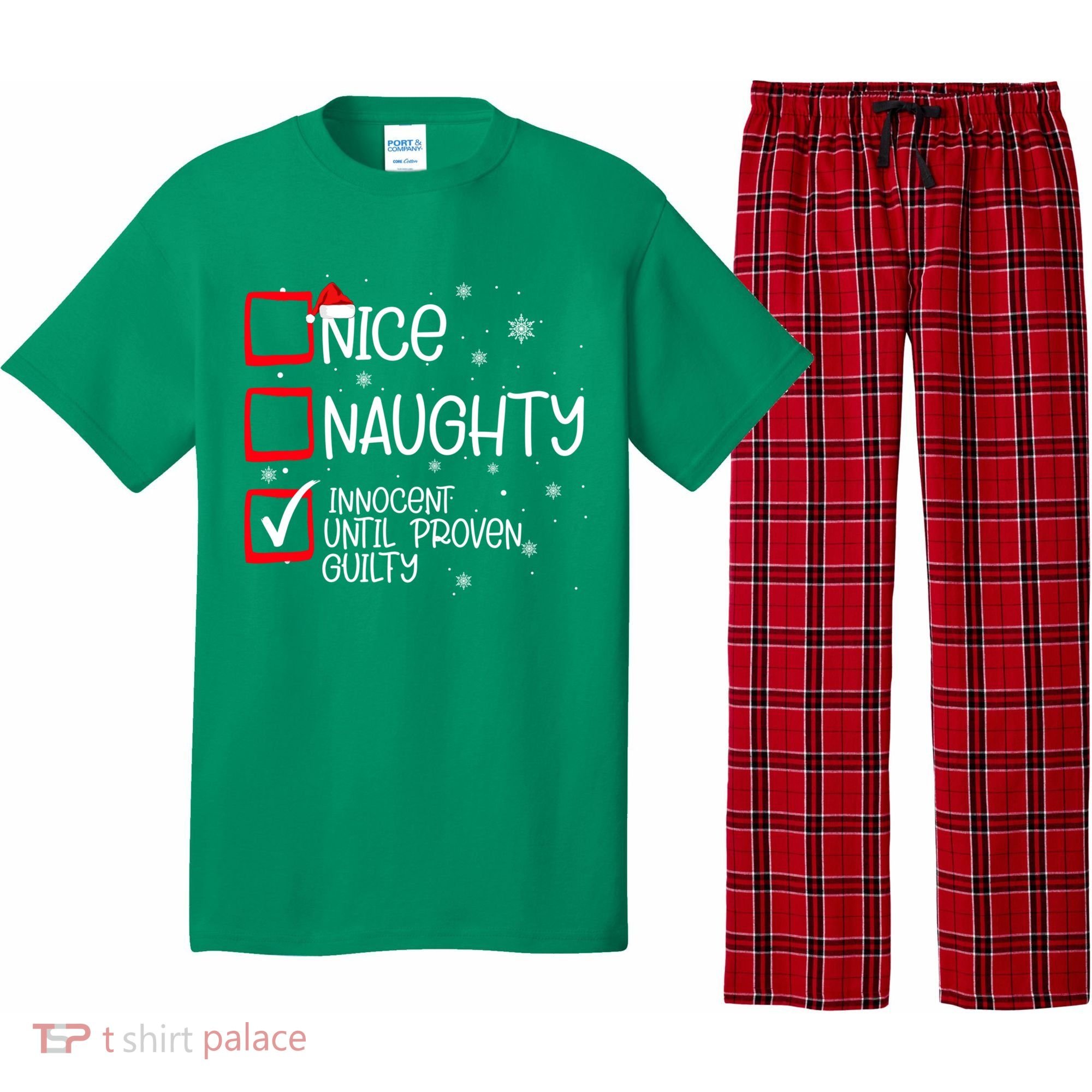 Nice Naughty Innocent Until Proven Guilty Christmas List Pajama Set