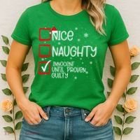Nice Naughty Innocent Until Proven Guilty Christmas List Women's T-Shirt thumb 2