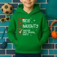 Nice Naughty Innocent Until Proven Guilty Christmas List Kids Hoodie thumb 2