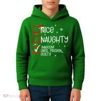 Nice Naughty Innocent Until Proven Guilty Christmas List Kids Hoodie thumb 4