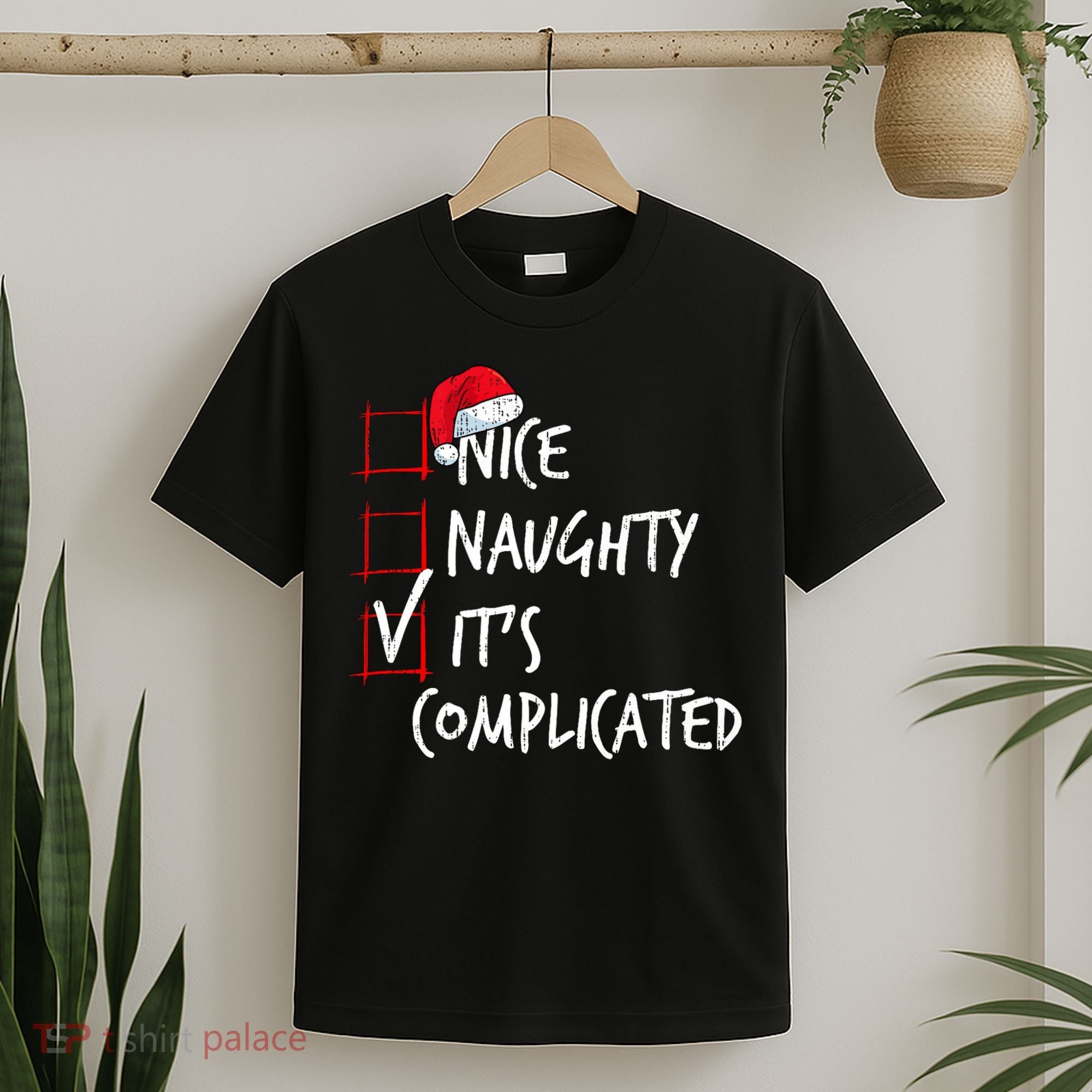 Nice Naughty ItS Complicated Christmas List Santa Costume T-Shirt