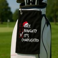 Nice Naughty ItS Complicated Christmas List Santa Costume Golf Towel thumb 2