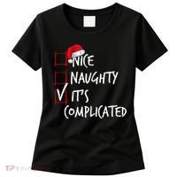 Nice Naughty ItS Complicated Christmas List Santa Costume Women's T-Shirt thumb 0
