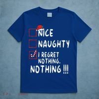 Nice Naughty I Regret Nothing Christmas List Santa Claus T-Shirt thumb 5