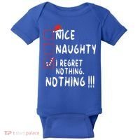Nice Naughty I Regret Nothing Christmas List Santa Claus Baby Bodysuit thumb 0