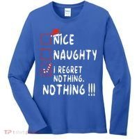 Nice Naughty I Regret Nothing Christmas List Santa Claus Women's Long Sleeve Shirt thumb 0