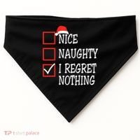 Nice Naughty I Regret Nothing Christmas List Santa Claus USA-Made Doggie Bandana thumb 0