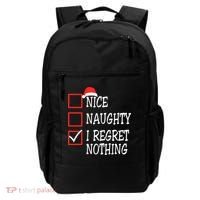 Nice Naughty I Regret Nothing Christmas List Santa Claus Backpack thumb 0