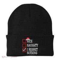 Nice Naughty I Regret Nothing Christmas List Santa Claus Beanie thumb 0