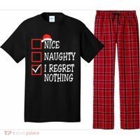 Nice Naughty I Regret Nothing Christmas List Santa Claus Pajama Set thumb 0