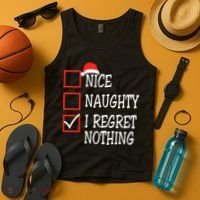 Nice Naughty I Regret Nothing Christmas List Santa Claus Tank Top thumb 4