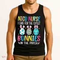 NICU Nurse I Care For The Cutest Bunnies In The Patch Easter Tank Top thumb 3