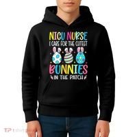 NICU Nurse I Care For The Cutest Bunnies In The Patch Easter Kids Hoodie thumb 4