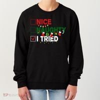 Nice Naughty I Tried Funny Christmas Checklist Women's Sweatshirt thumb 0
