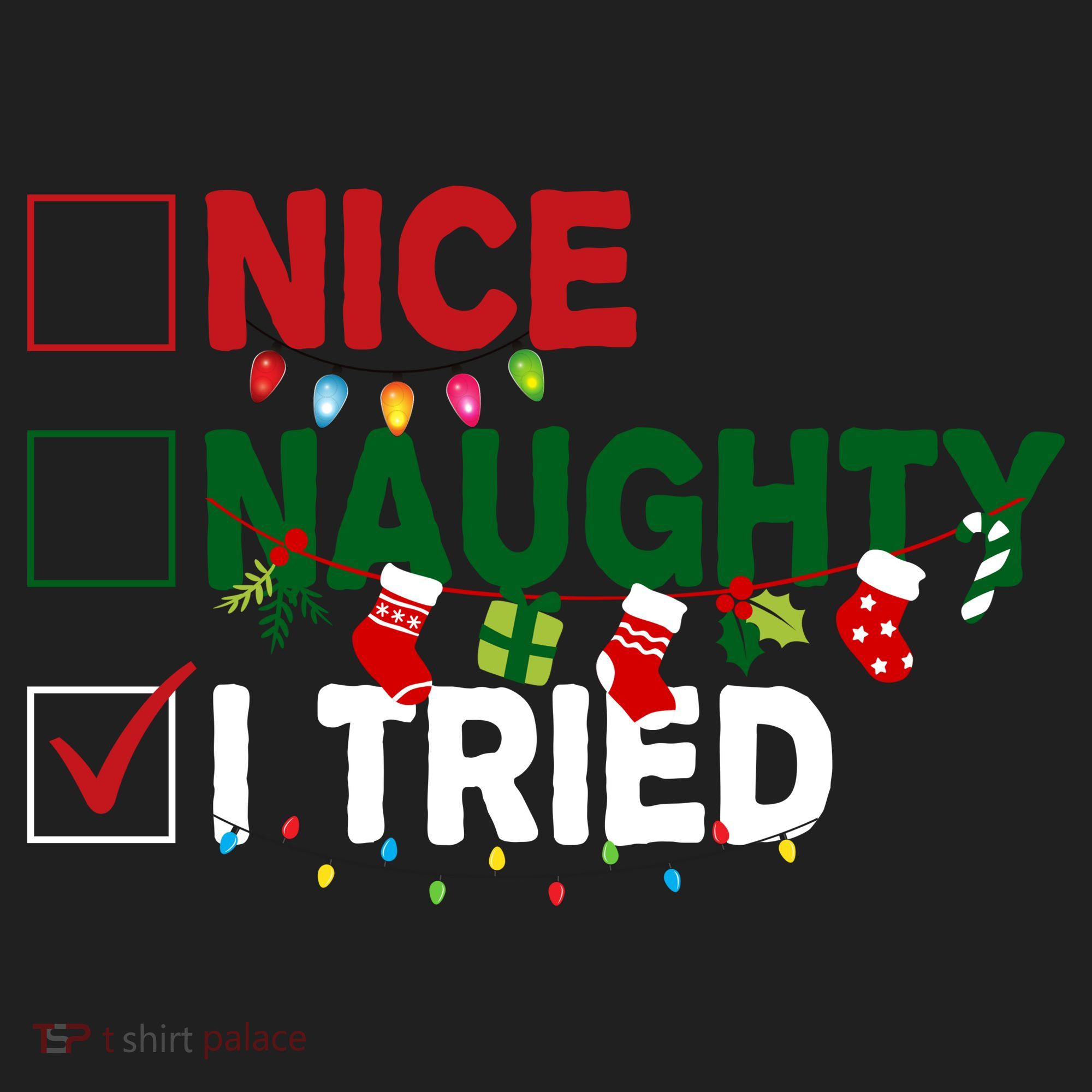 Nice Naughty I Tried Funny Christmas Checklist Women's Sweatshirt