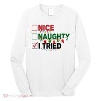 Nice Naughty I Tried Funny Christmas Checklist Long Sleeve Shirt thumb 0