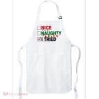 Nice Naughty I Tried Funny Christmas Checklist Apron thumb 0