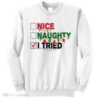 Nice Naughty I Tried Funny Christmas Checklist Sweatshirt thumb 0