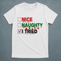 Nice Naughty I Tried Funny Christmas Checklist T-Shirt thumb 5