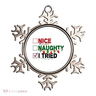 Nice Naughty I Tried Funny Christmas Checklist Ornament