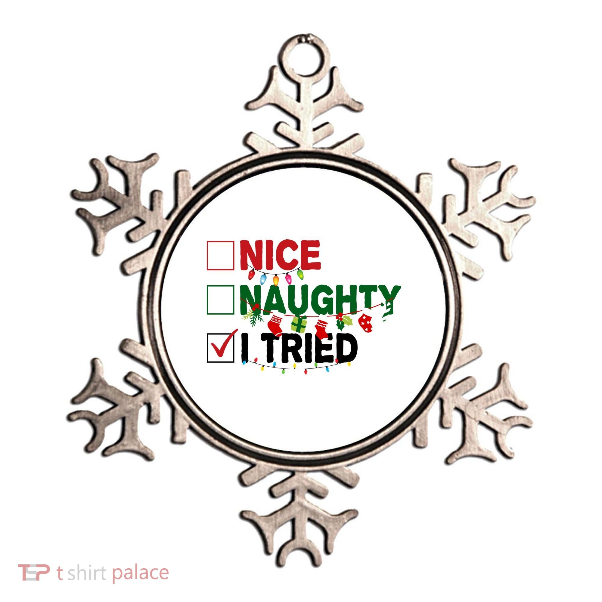 Nice Naughty I Tried Funny Christmas Checklist Ornament