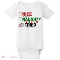 Nice Naughty I Tried Funny Christmas Checklist Baby Bodysuit thumb 0
