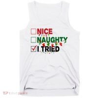 Nice Naughty I Tried Funny Christmas Checklist Tank Top thumb 0