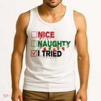Nice Naughty I Tried Funny Christmas Checklist Tank Top thumb 3