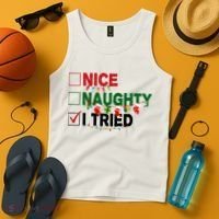 Nice Naughty I Tried Funny Christmas Checklist Tank Top thumb 4