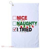 Nice Naughty I Tried Funny Christmas Checklist Golf Towel thumb 0