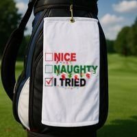 Nice Naughty I Tried Funny Christmas Checklist Golf Towel thumb 2