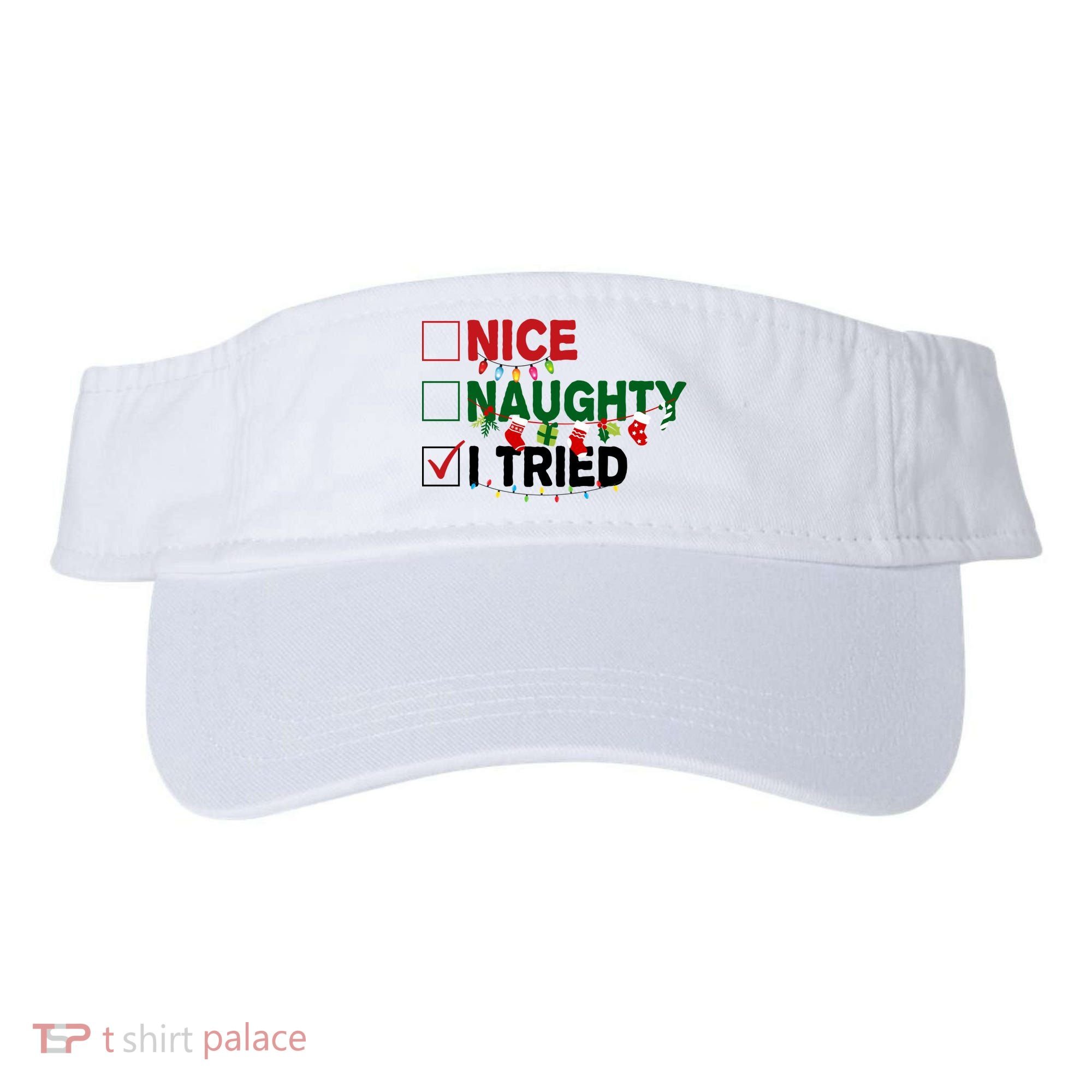 Nice Naughty I Tried Funny Christmas Checklist Visor