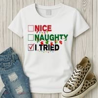 Nice Naughty I Tried Funny Christmas Checklist Women's T-Shirt thumb 3