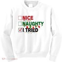 Nice Naughty I Tried Funny Christmas Checklist Kids Sweatshirt thumb 0